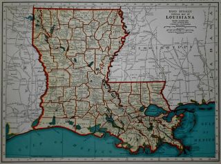 Vintage 1940 World War Wwii Atlas Map Of Louisiana & Kentucky & Tennessee L@@k