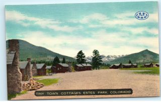 Tiny Town Cottages Motel Estes Park Colorado Thompson River Vintage Postcard C64