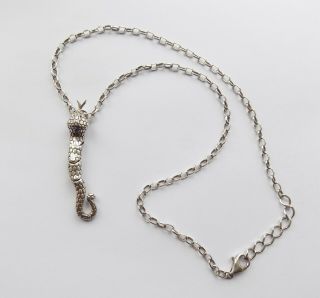 Vintage Sterling Silver Articulated Snake Pendant & Belcher Chain.  Total 21 Grams