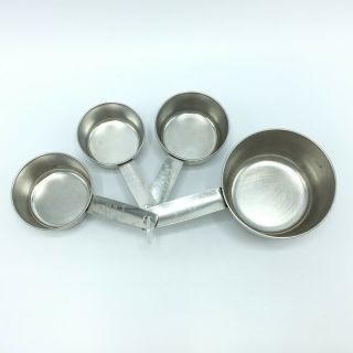 Set Of 3 Vintage Foley Stainless Steel Measuring Cups 1/4 1/3 And 1 Cup Euc