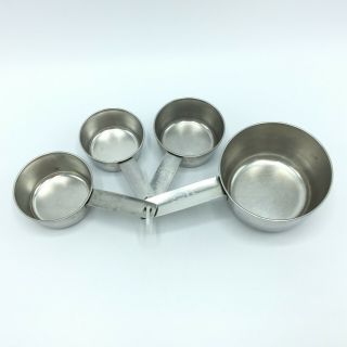 Set of 3 Vintage Foley Stainless Steel Measuring Cups 1/4 1/3 and 1 Cup EUC 2