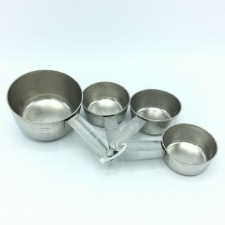 Set of 3 Vintage Foley Stainless Steel Measuring Cups 1/4 1/3 and 1 Cup EUC 3