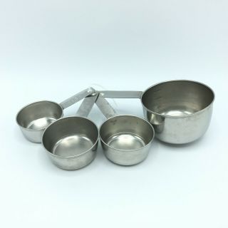 Set of 3 Vintage Foley Stainless Steel Measuring Cups 1/4 1/3 and 1 Cup EUC 4