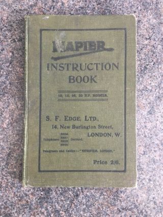 Vintage Veteran Napier Car Instruction Owners Handbook From 1911 - 1912 Era