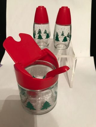 Vintage Gemco Christmas Shakers And Sugar Bowl With Spoon Set Of 3 3