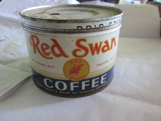 Red Swan Brand Coffee Tin Display Vintage Collector Tin Ex Conditi With Lid