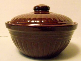 Vintage Stoneware Covered Bowl Baking Dish With Lid Western Pottery Monmouth Usa