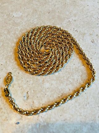 Vintage Signed Napier Gold Tone Chunky Twisted Rope Chain Necklace - 30 " Length