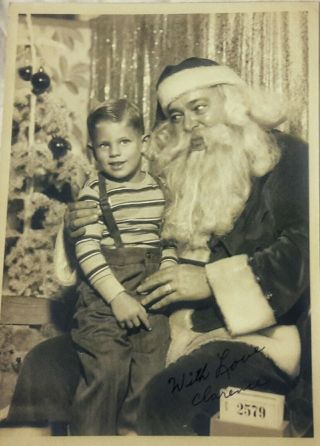 Vintage 1949 Photo Of Very Cute Little Boy Sitting On Santa 