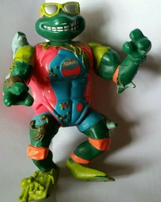 Vintage Teenage Mutant Ninja Turtles 1990 Mike The Sewer Surfer Figure Tmnt