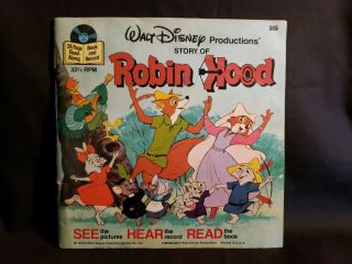 Vintage 1977 Walt Disneys Story Of Robin Hood Read Along Book And Record 1