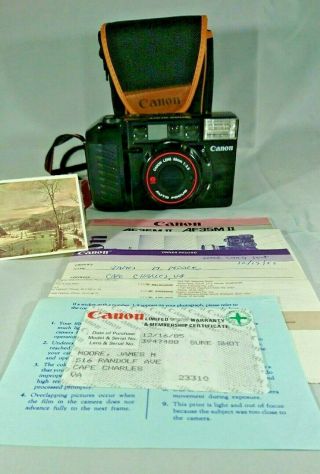 Vintage Canon Sure Shot Camera Film & Case