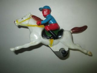 Vintage Hong Kong Race Horse With Jockey Plastic Friction Toy Issues