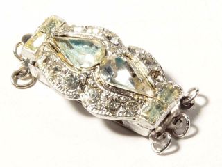 (1) Vintage Deco Czech Rhodium Clear Glass Rhinestone Necklace Clasp Closer