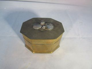 Vintage Brass Oval Designed Shape Trinket Box Sea Shell Motif On Lid Hinged
