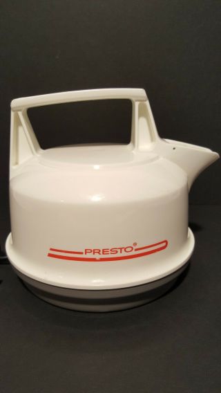Vintage Presto Tea Kettle Model 0270001 White Electric Tea Pot 4