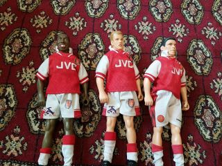 3 Vintage 1997 Corinthian Arsenal 12 " Football Figures Bergkamp,  Wright & Overmar