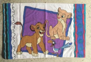 Lion King Pillowcase Two Sided Vintage Disney Simba Nala Pumbba Zazu Pillow Case