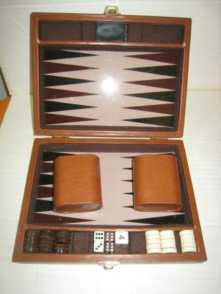 Vintage Travel Magnetic Backgammon Game In Case With Clasp; No Instructions