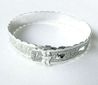 Vintage sterling silver child ' s or ladies bangle bracelet 5 3/4 inches adjustabl 3