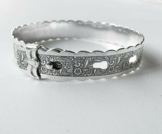 Vintage sterling silver child ' s or ladies bangle bracelet 5 3/4 inches adjustabl 5