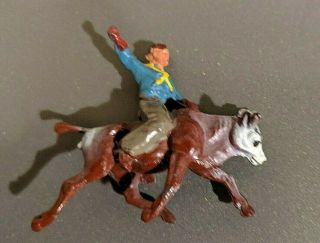 Vintage Metal Cowboy Riding Toy Figurine 1950 