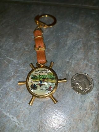 Vintage Natuurbad Valkenburg Netherlands Souvenir Compass Wheel Keychain Sh