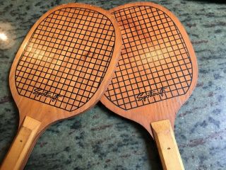 Vintage Sportscraft Wooden Paddle Ball Rackets