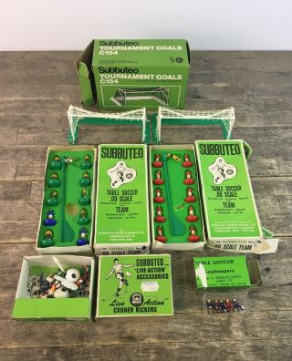 Vintage Subbuteo Accessories To Include Teams,  Goals & Corner Takers.