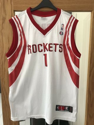 Vintage Houston Rockets Basketball Jersey Vest Champion Size Large 1 Mcgrady