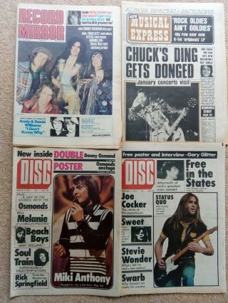 4 Jimmy & Donny Osmond Vintage Magazines 1972 - 73.  David Cassidy,  Nme,  Disc,  Rm