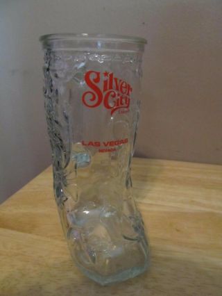 Vintage Silver City Casino/las Vegas Glass Cowboy Boot Drinking Glass Ex.  Shape