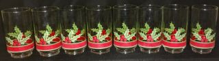 Vintage J.  C.  Penney Christmas Glasses N.  O.  S.  2 Boxes Of 4 Holly Berries