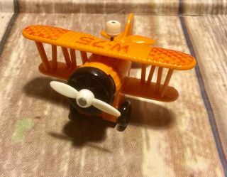 Vintage Small Tomy 3 " Orange W - 75 Wind Up Airplane Plane Collectible Toy