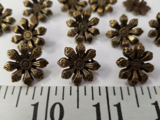 Vintage Buttons Set Of 12 Brass Gold Duz27