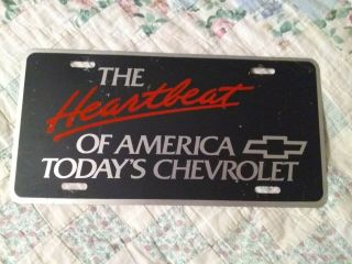 Vintage Chevrolet The Heartbeat Of America Chevy Dealer License Plate
