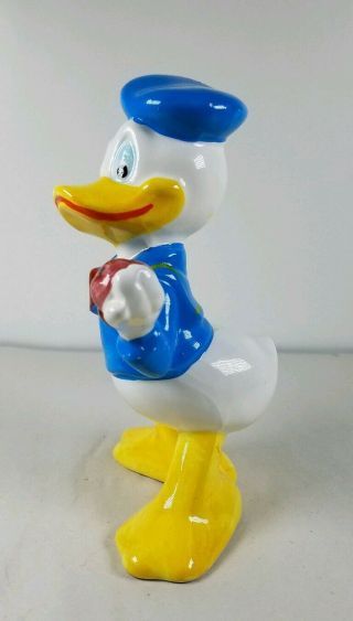 Vintage Walt Disney Productions Japan 5” Porcelain Donald Duck w/ Apple Figurine 2
