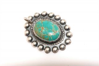 Vintage Indian Turquoise Sterling Silver Charm Pendant