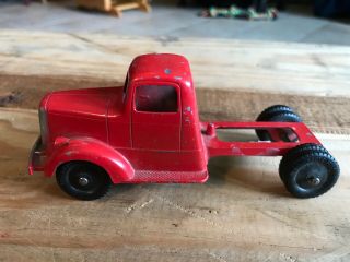Vintage Tootsie Toy Mack Truck Cab Red Diecast Metal Circa 1940s - 1950s