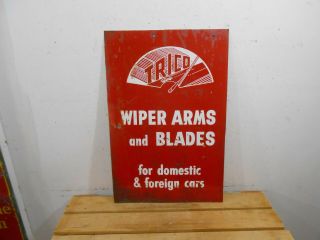Vintage Trico Car Wipers 26 " X 17 " Gas & Oil Station Tin Sign