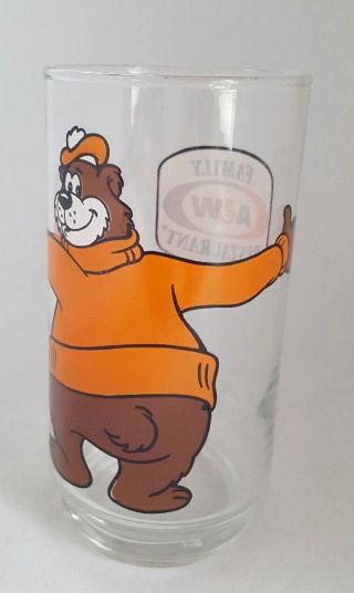 Vintage A & W Root Beer Family Restaurant Collectible Drinking Glass Rooty Bear
