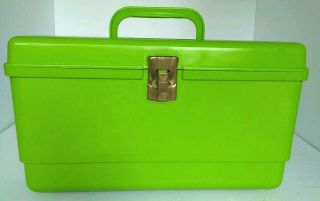 Vtg Wilson Wil - Hold Lime Green Plastic Sewing Kit Case Box Removable Tray Retro