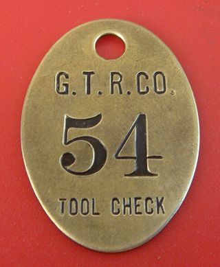 Vintage Tool Check Brass Tag: General Tire Rubber Co; Akron Ohio