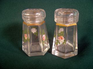Vintage Clear Glass Hand Painted 