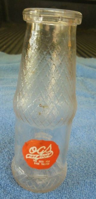 Vintage Ogs 8 Oz Drink Bottle,  Covington,  Virginia,  Va.  Oregole Orange