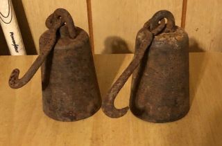 2 - Vintage Old Cotton Scale Pea 4 Pound Peas Weights