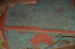 Vintage Rand McNally JOSEPH K.  STRAUS Map of the World Wood Jig Saw Puzzle 1930s 2