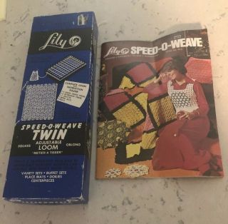 Lily Speed O Weave Twin Square Oblong Loom Vintage Box Includes Instruction Book
