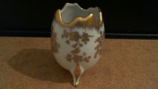 Vintage Birks Porcelaine De France Hand Painted Gilded 24k Gold Egg Footed Vase