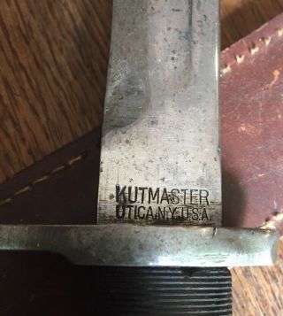 Vintage Kutmaster Utica N.  Y.  Heavy Hunting Knife With Sheath 2